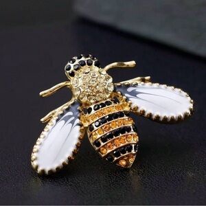 Elegant Gold and Black Bee Brooch